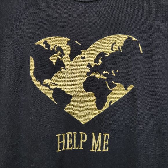 Alberta Ferretti Womens Heart Earth Lurex Embroidered Help Me DIY Mod Tee L - Picture 4 of 7